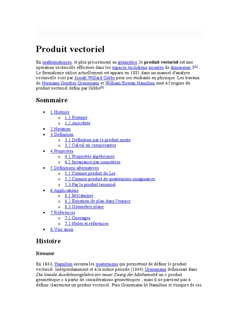 Propriétés et définitions du produit vectoriel | PDF | Base (algèbre ...