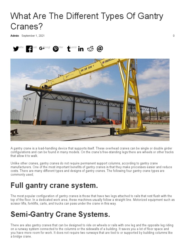 What Are The Different Types of Gantry Cranes PDF Crane (Machine