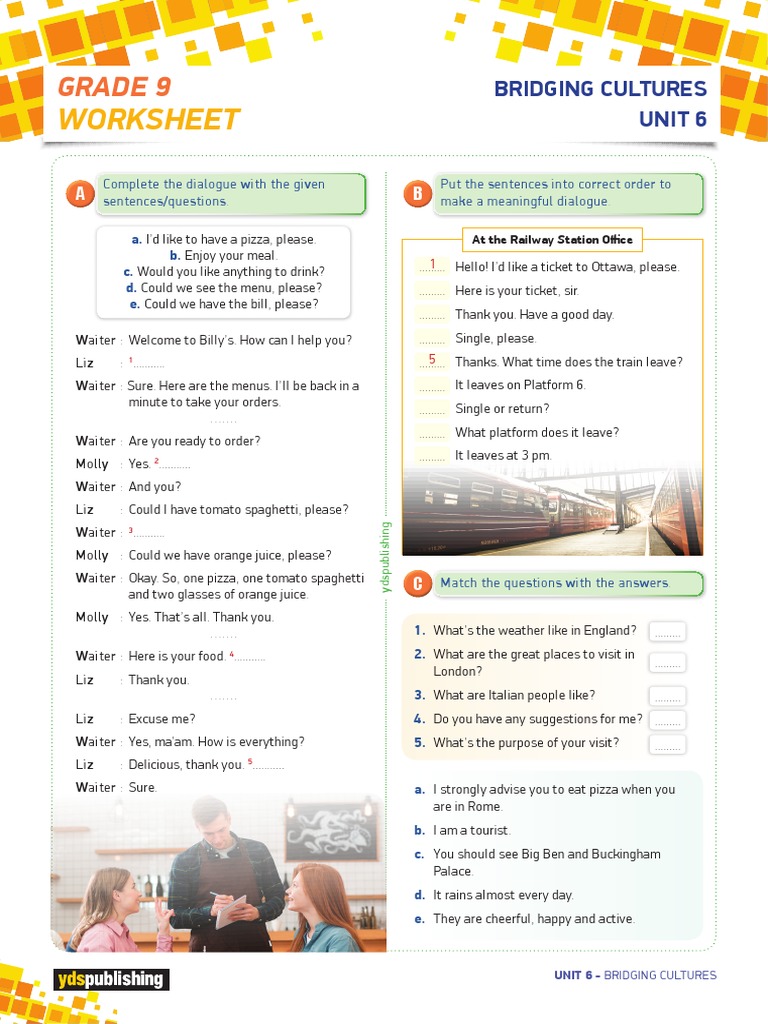 Grade 9 Dialogue and Culture Worksheet | PDF | Tokyo | Food And Drink