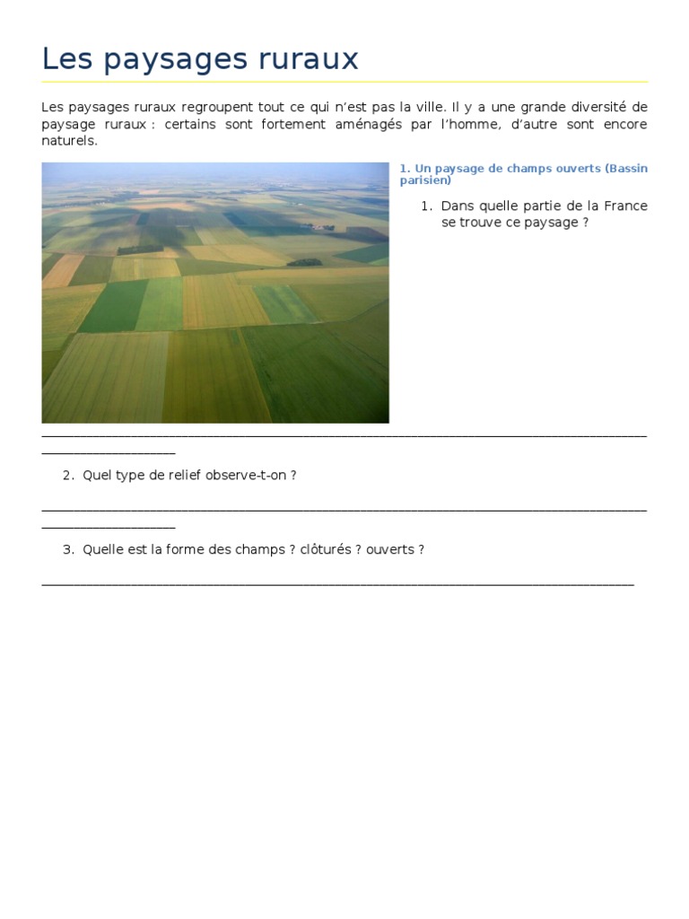 Les paysages ruraux en France | PDF | Zone rurale | Gestion des terres