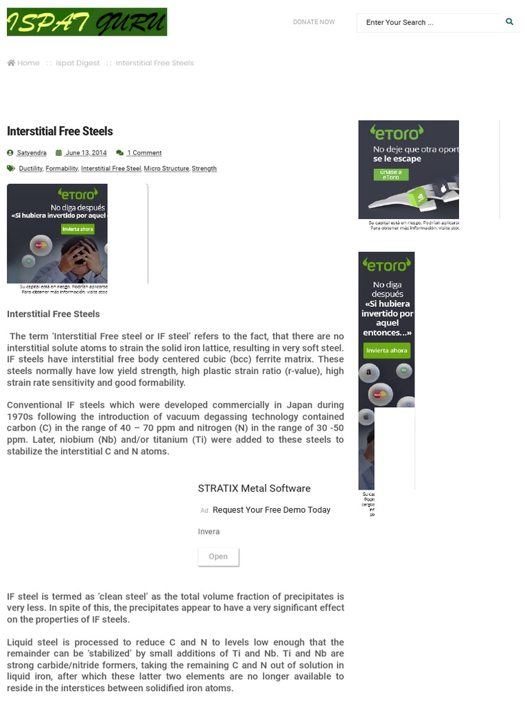Interstitial Free Steels - IspatGuru | PDF | Steel | Annealing (Metallurgy)