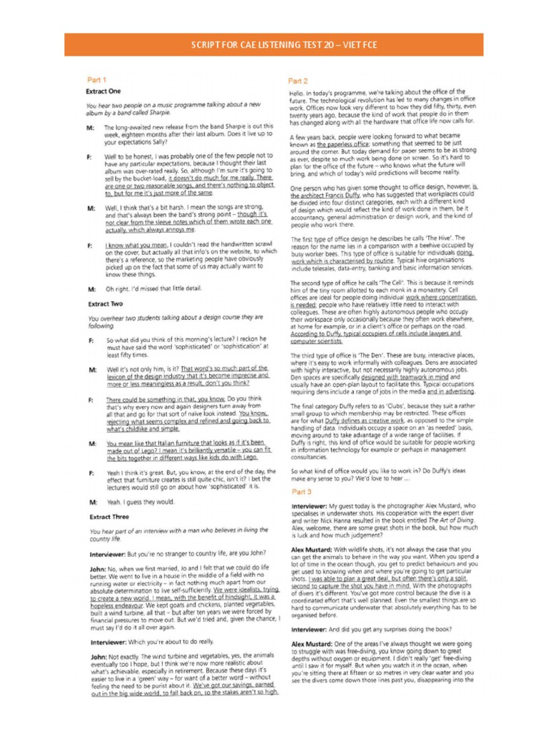 CAE Listening Test 20 Script | PDF