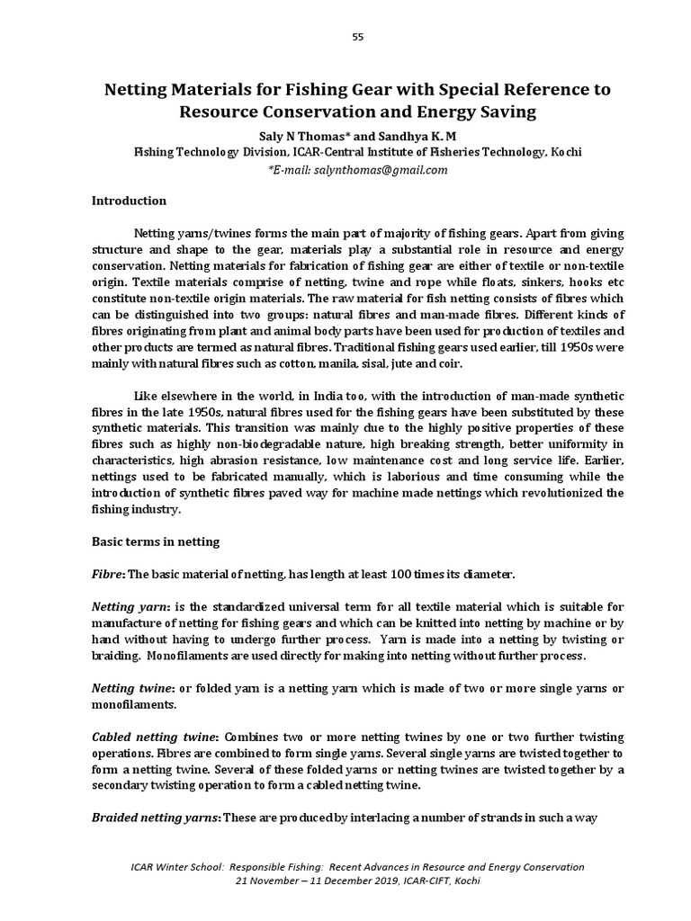 03 Netting Materials For Fishing Gear PDF Polyethylene Yarn