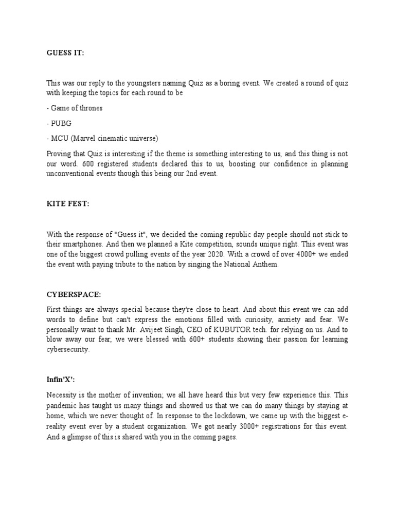 About Events | PDF | Career & Growth | Games & Activities
