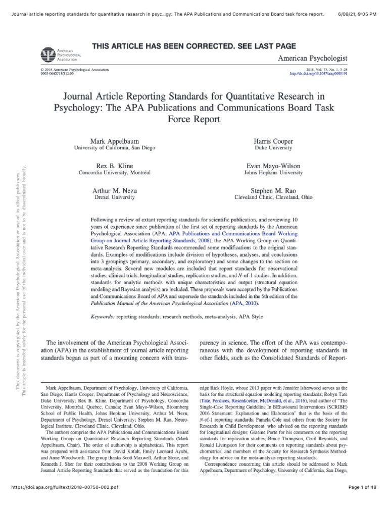 journal article reporting standards for qualitative research in psychology