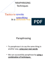 Paraphrasing Techniques: Tactics To