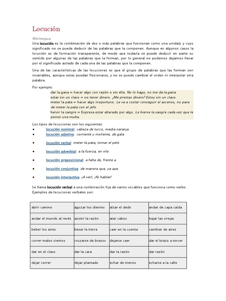 Qué son las locuciones y ejemplos | PDF | Adverbio
