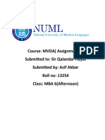 Course: MVDA (Assignment 3) Submitted To: Sir Qalandar Hayat Submitted By: Asif Akbar Roll No: 13254 Class: MBA 6 (Afternoon)