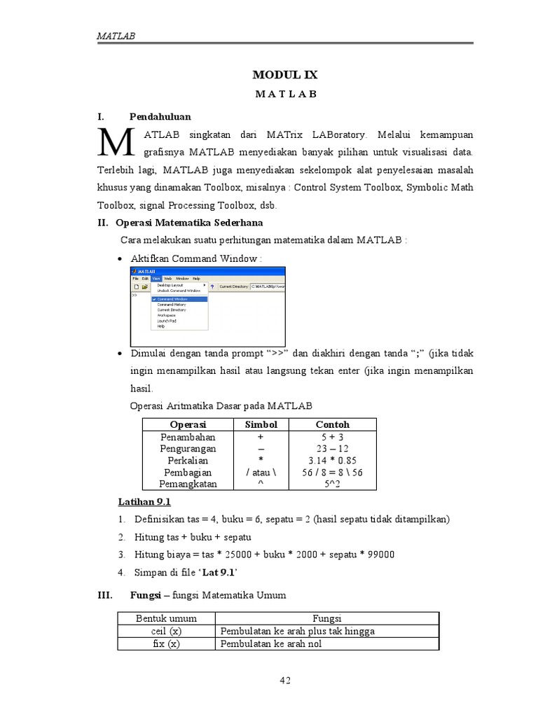 Simbol dan Fungsi dalam MATLAB | PDF