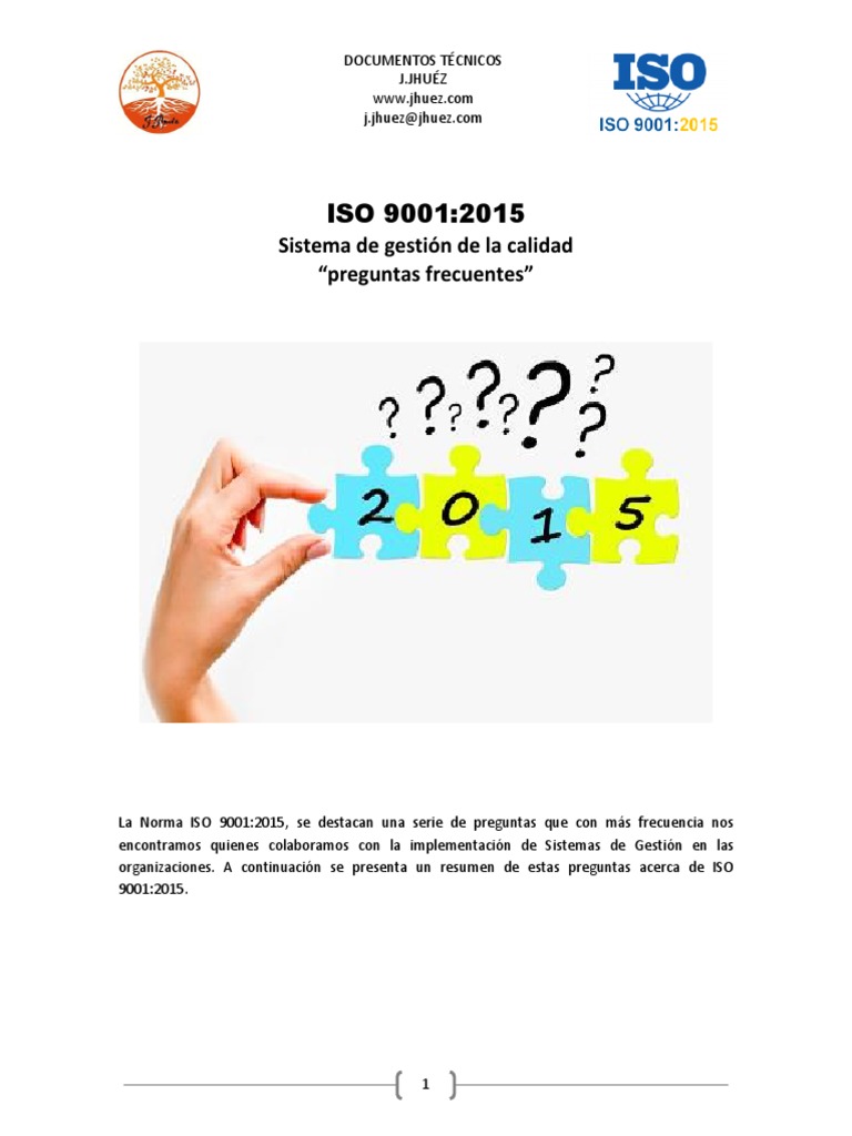 Preguntas Frecuentes sobre ISO 9001:2015 | PDF | Gestión de la calidad ...