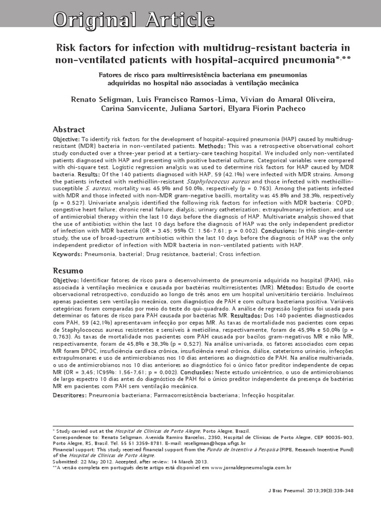 Risk Factors for MDR Bacteria in HAP | PDF | Multiple Drug Resistance ...