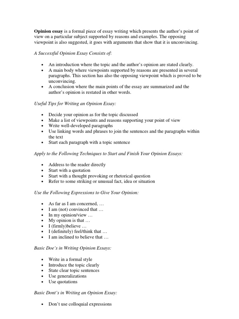 Opinion Essay  PDF  Opinion  Essays