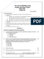 Cost Accounting (781) Sample Question Paper Class XII 2018-19