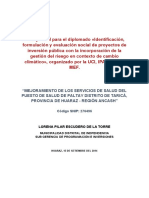 Mejoramiento de Los Servicios de Salud Del Puesto de Salud de Paltay Distrito de Taricá, Provincia de Huaraz - Región Ancash