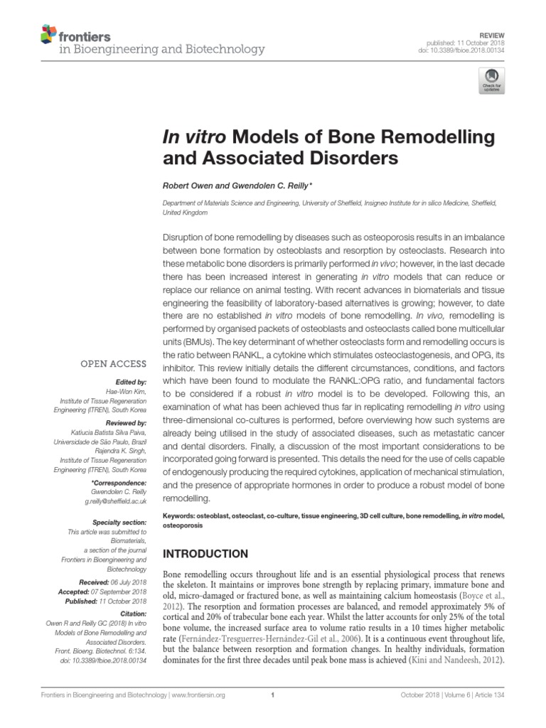 In Vitro Models of Bone Remodelling and Associated Disorders | PDF ...