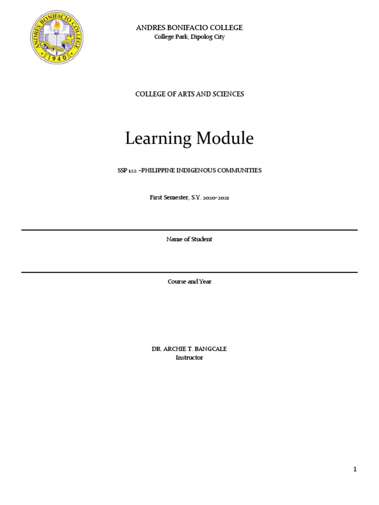 Learning Module: Andres Bonifacio College | PDF | Indigenous Peoples ...