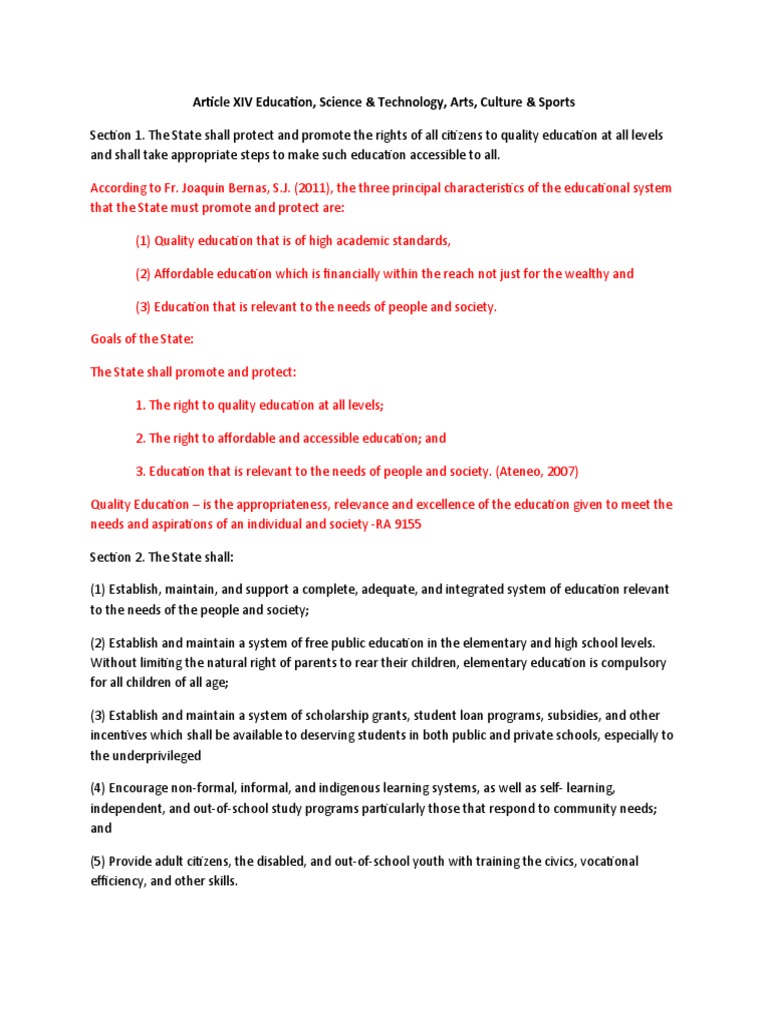 Article 14 Sections With Explanation PDF Academic Freedom Teachers