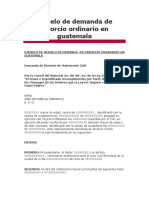 Modelo de Demanda de Divorcio Ordinario en Guatemala