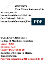 University of Cebu Vision Statement (S3) Mission (S4-S9) Institutional Goals (S10-S16) Core Values (S17-S19) Institutional Outcomes (S20-S22)
