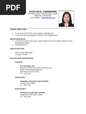 JOB RESUME