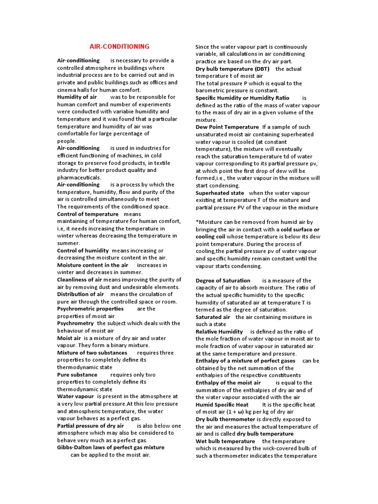 Air Conditioning in Varying Pressures | PDF | Humidity | Air Conditioning