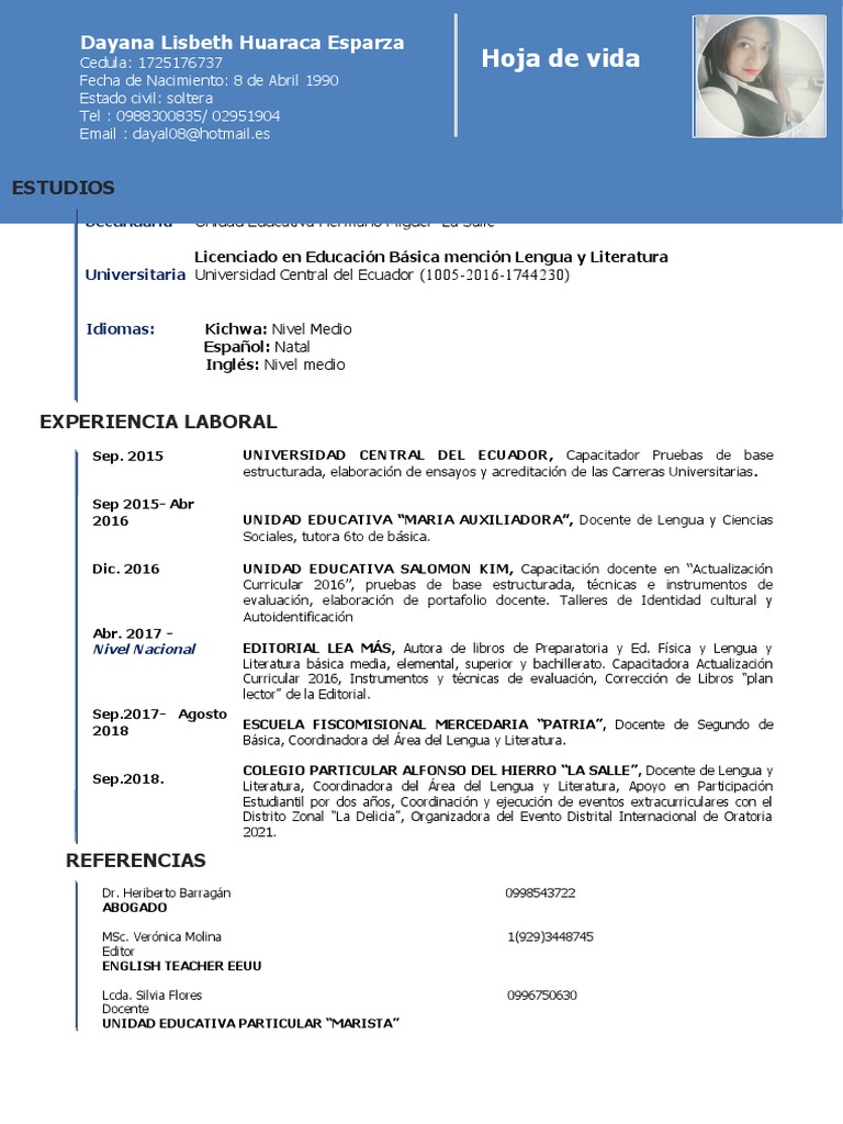 Perfil Profesional de Dayana Huaraca | PDF | Aprendizaje | Cognición