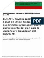 SUNAFIL Enviará Cuestionario a Más de 39 Mil Empresas Para Que Brinden Información Sobre Cumplimiento Del Plan Para La Vigilancia y Prevención Del COVID-19