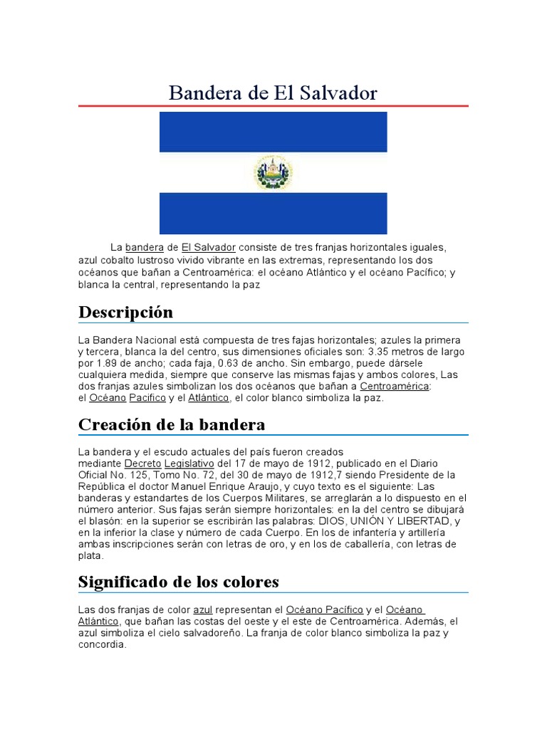 Significado de la Bandera de El Salvador | PDF | Centroamérica | Los ...