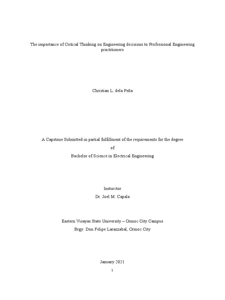 Critical Thinking in Engineering | PDF | Critical Thinking | Thought