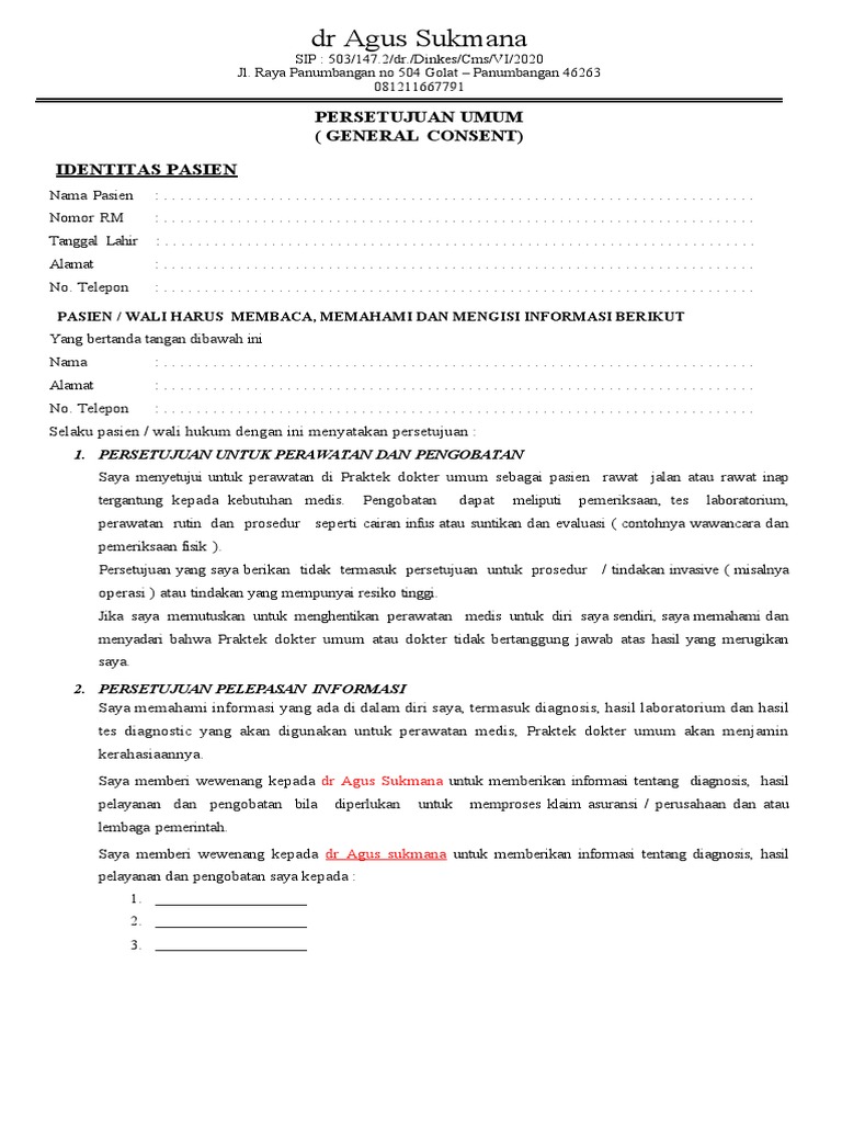 Contoh FORMULIR GENERAL CONSENT PDF