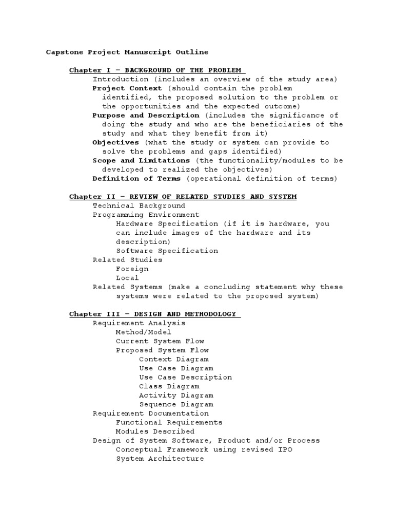 Capstone Project Manuscript Outline | PDF | System | Use Case