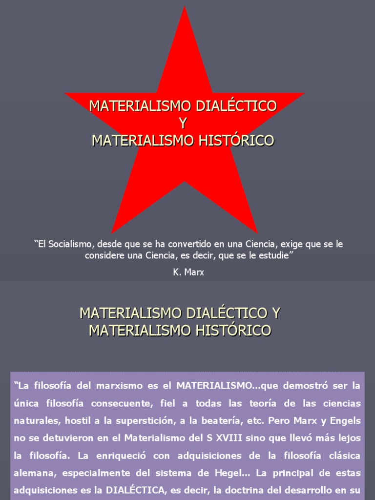 Materialismo Histórico Y Dialectica Diapositivas Pdf Karl Marx