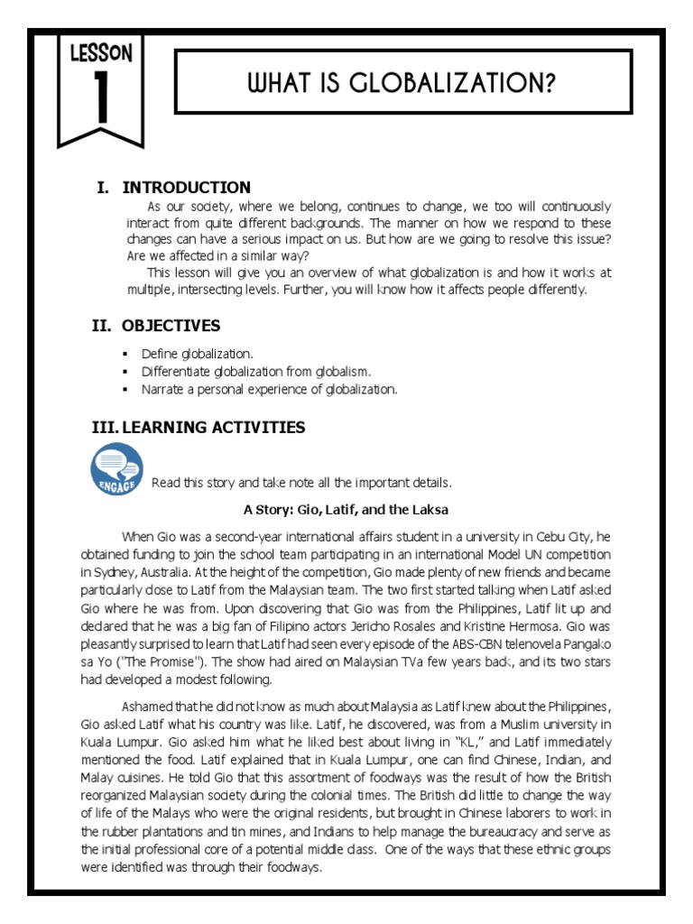 Gio and Latif: A Globalization Story | PDF
