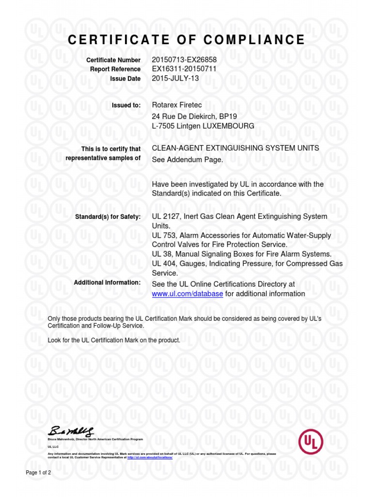Certificate of Compliance: Certificate Number Report Reference Issue Date |  PDF | Fires | Combustion