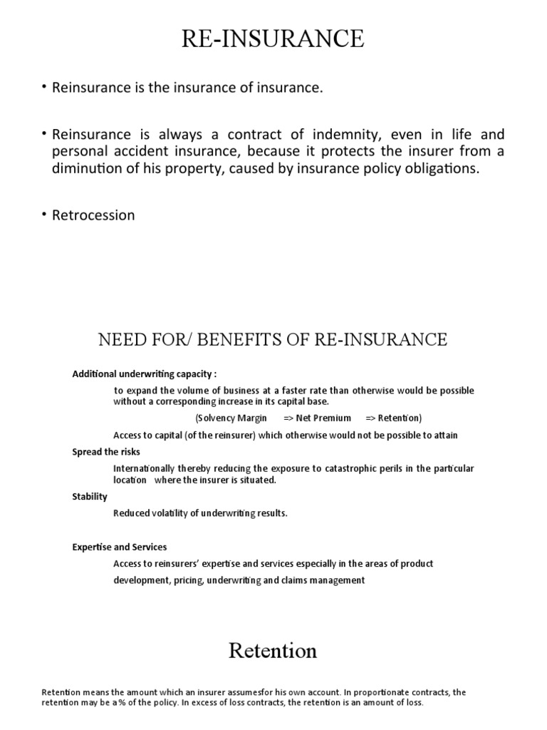 Reinsurance 2 PDF Reinsurance Insurance