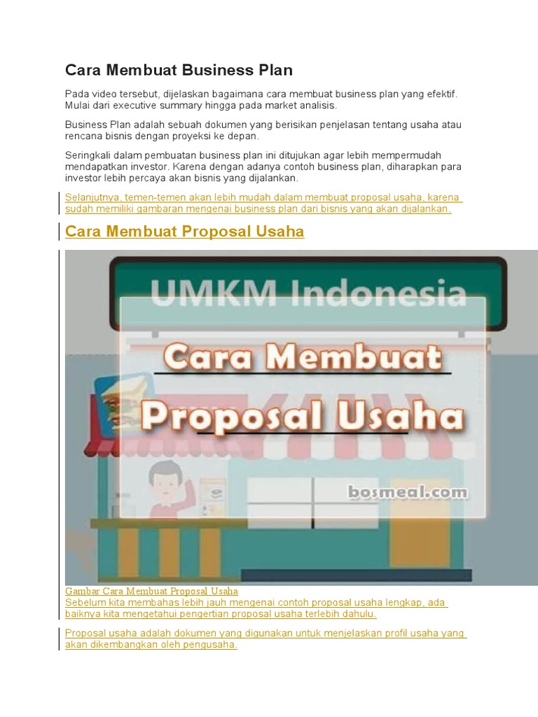 Cara Membuat Business Plan Pdf