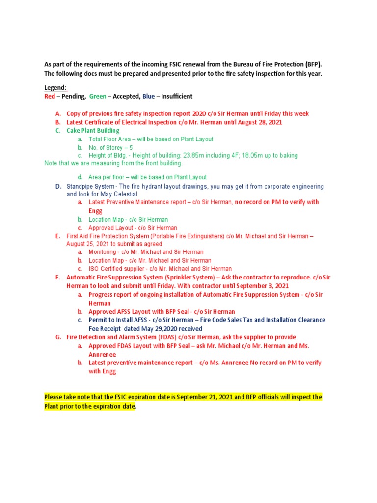 FSIC Renewal Requirements Checklist | PDF | Fire Safety | Fires