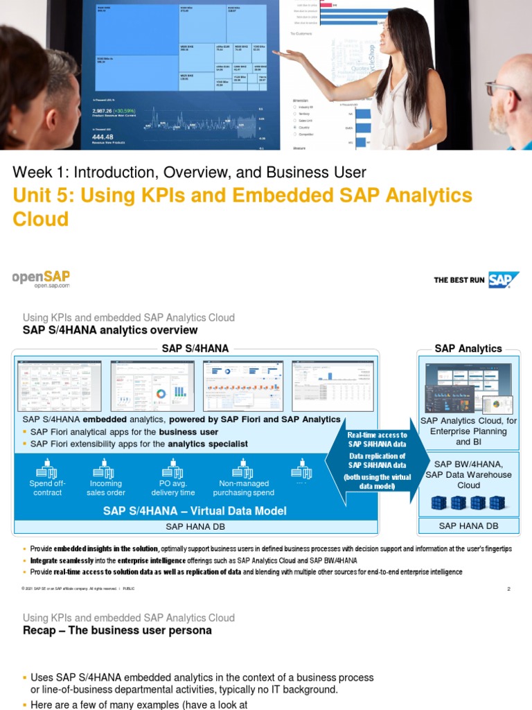 Unit 5: Using Kpis and Embedded Sap Analytics Cloud: Week 1 ...