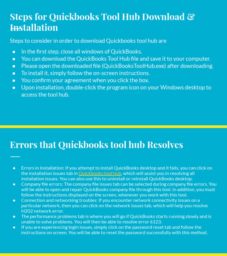 Steps For Quickbooks Tool Hub Download & Installation PDF