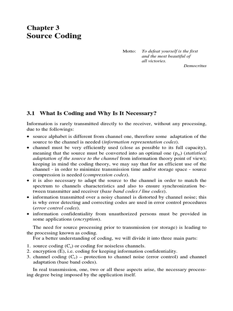 Source Coding: Importance and Types | PDF | Information | Error ...
