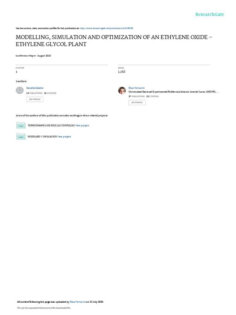Hydrolysis of Ethylene Oxide Process | PDF | Water | Chemical Reactor