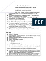 Checks For Fidelity of Therapy SOP For Each Session in The Integrated Cognitive Control Therapy