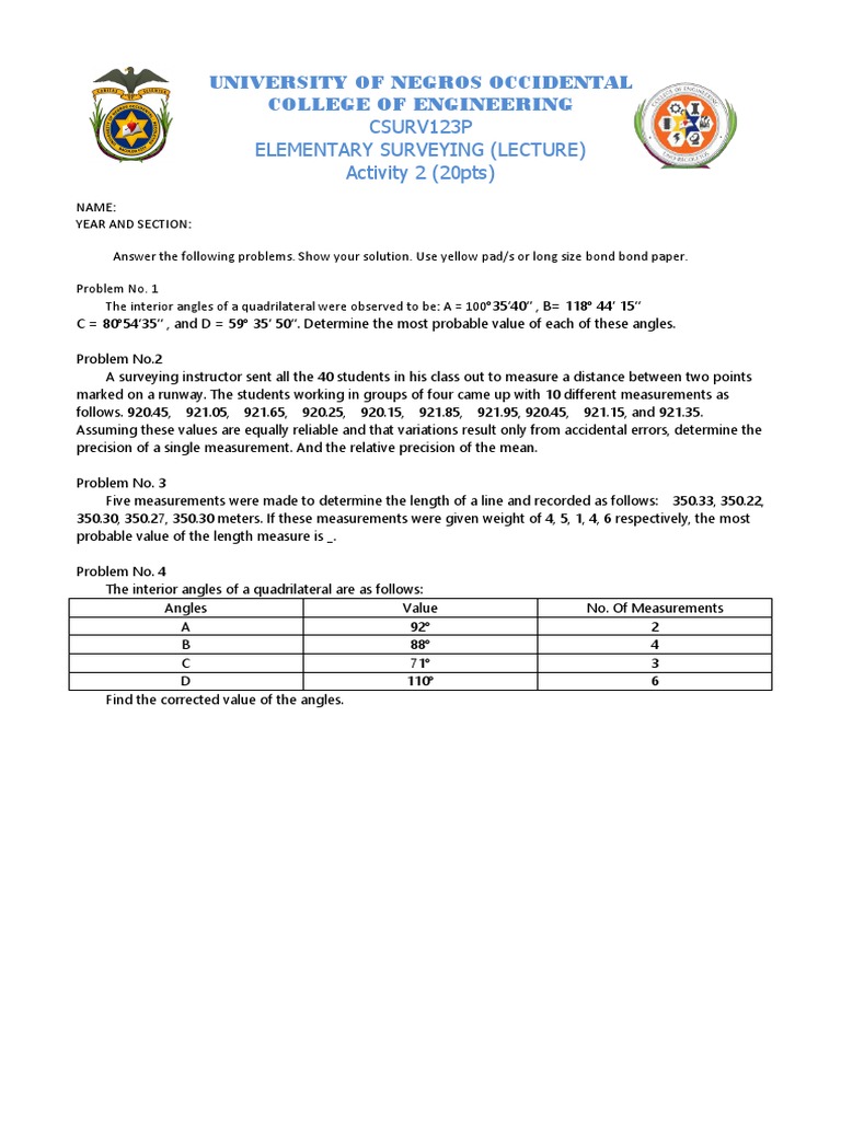 Surveying Problem Solutions and Analysis | PDF