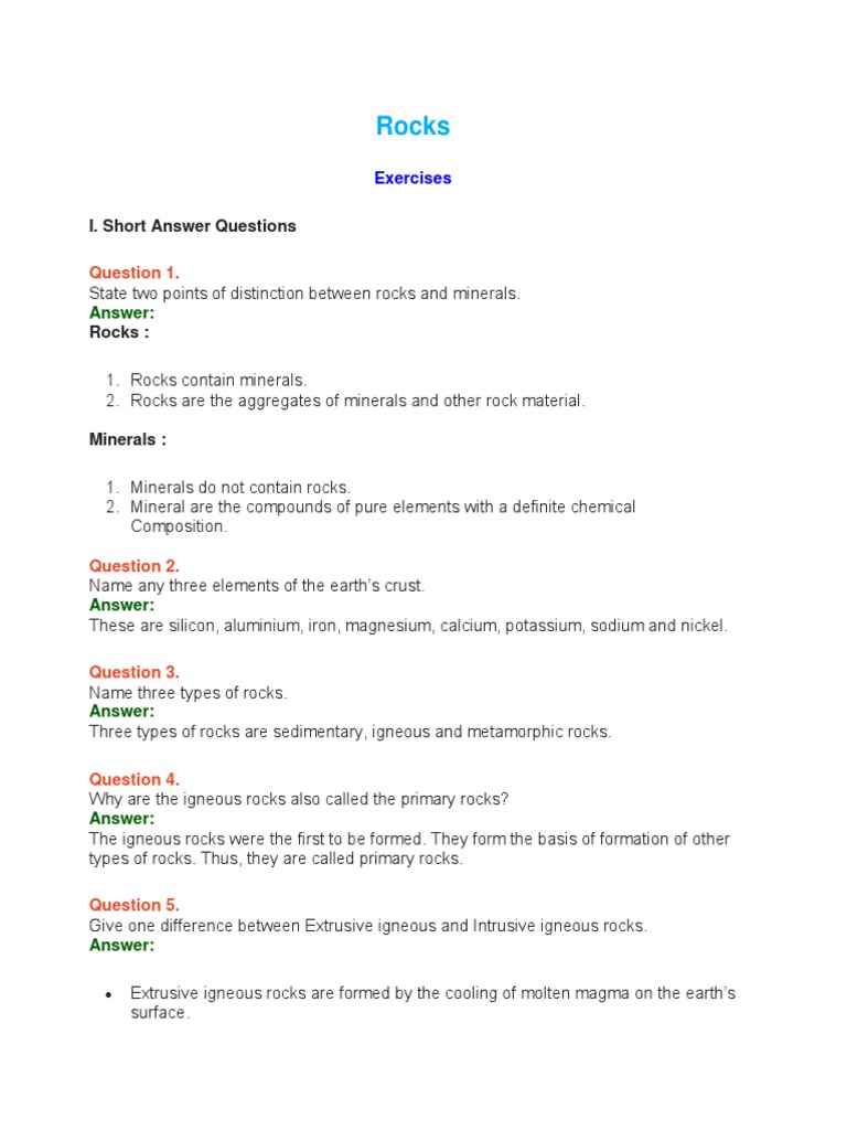 Rocks and Rock Cycle: Class 9 ICSE Guide | PDF | Rock (Geology ...