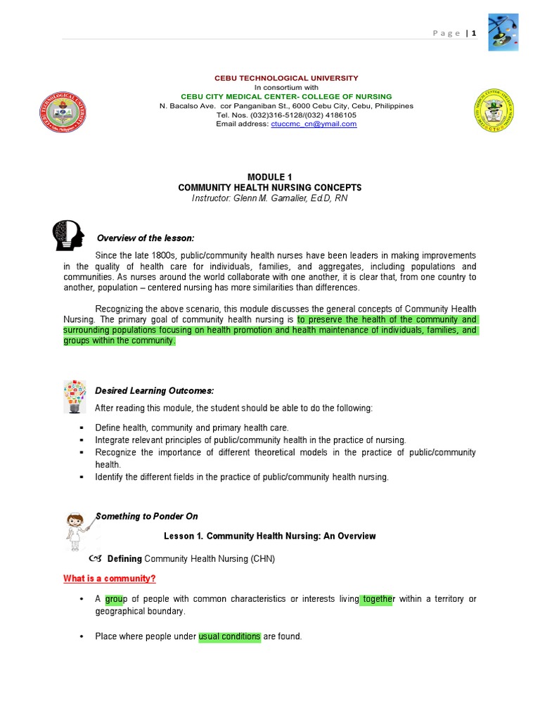 Community Health Nursing Concepts | PDF | Behavior | Health Sciences