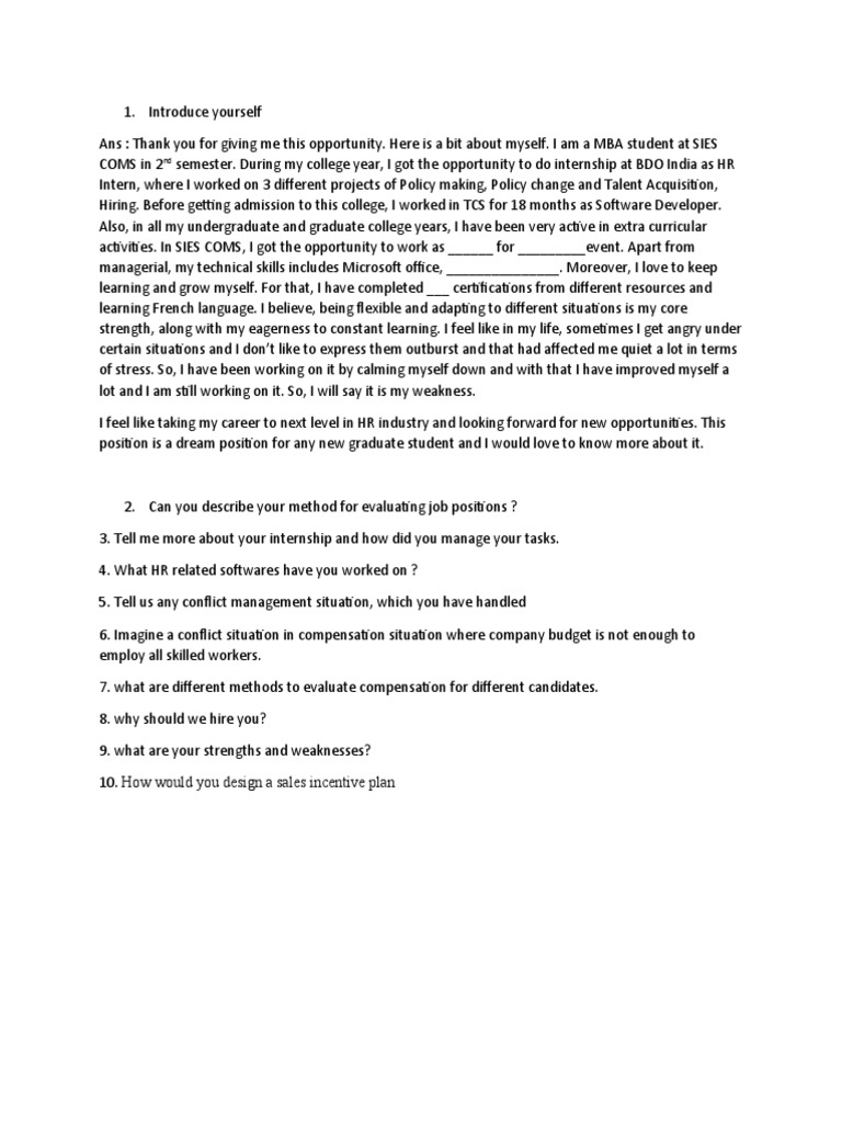 HRM Interview Questions | PDF