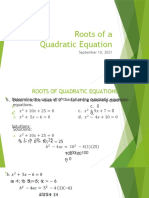 Roots of A Quadratic Equation: September 10, 2021