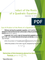 Sum Product of Roots of Quadratic Equation