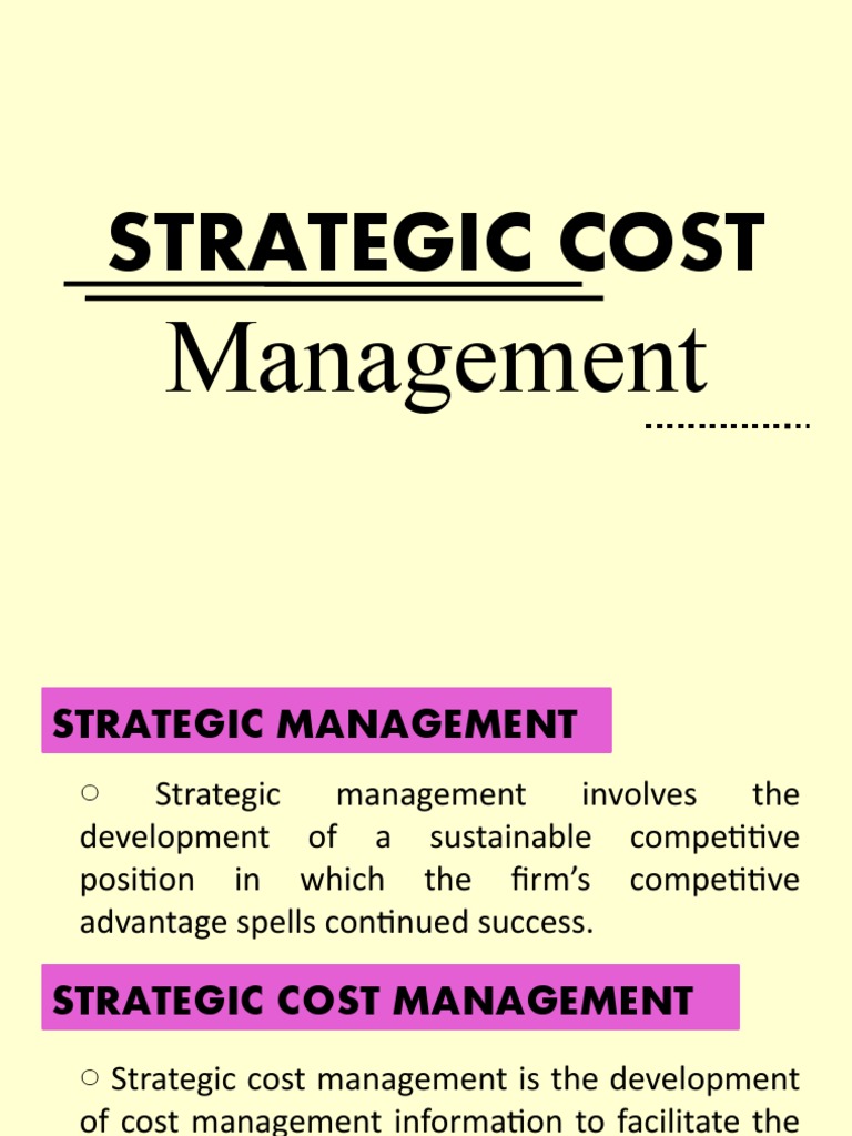 Strategic Cost Management Techniques | PDF | Finance & Money Management