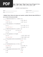Diagnostic Test in Mathematics 9 | PDF | Rectangle | Quadratic Equation